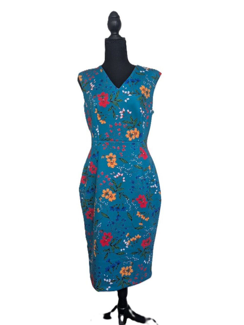 Calvin Klein Women's Blue Floral Dress Size 8 Formal Business Church Wedding